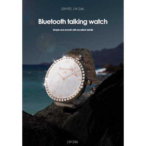 LENYES Tiffany Smartwatch | 1.19″ AMOLED • BT 5.3 • Wireless Charging • 20-Day Standby • IP68 Waterproof • Bluetooth