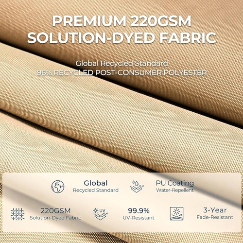 HOMSHADE 10ft Cantilever Offset Patio Umbrella with Base Included UPF50+ UV Protection with Easy Tilt and Crank for Pool Deck and Garden(Beige)