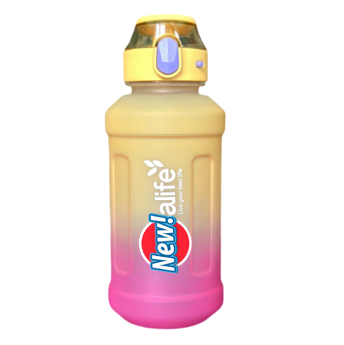 Nouvelle vie Bouteille d'eau Sports d'extérieur, avec marque de balance, avec paille, bouteille étanche, plastique, dégradé bleu 600&nbsp;ml