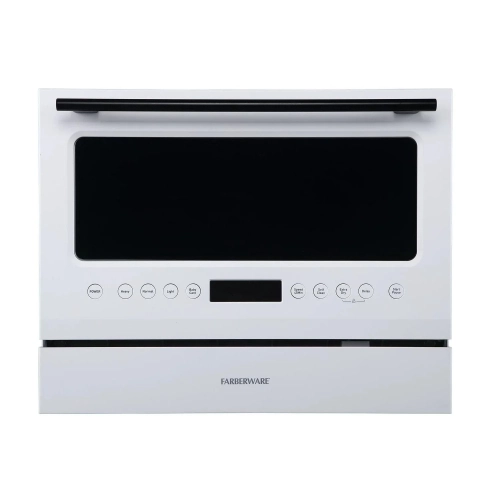 Farberware FCD06ASWWHC Countertop Dishwasher, 6 Piece, Glass Door, White