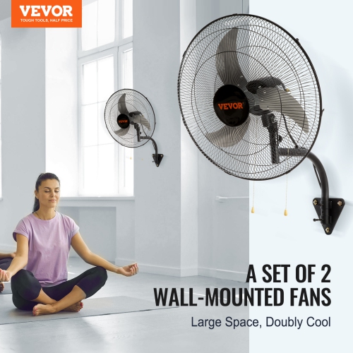 VEVOR 2 PCS Wall Mount Fan, 20 inch Oscillating, 3-speed High Velocity Max. 4000 CFM Industrial Wall Fan for Indoor, Commercial, Residential,