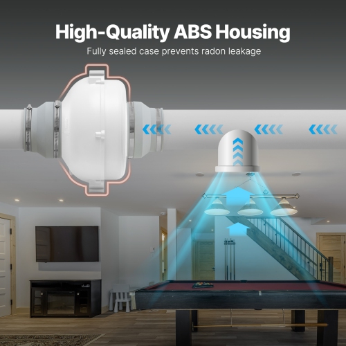 VEVOR 4 to 4.5 inch Radon Mitigation Fan System, Quiet 380 CFM Radon Mitigation Kit with 2 Couplers, Waterproof Radon Fan Electric Inline Duct Fan