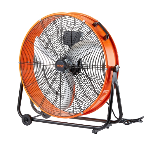 VEVOR 24 Inch Drum Fan, High Velocity Industrial Shop Fan, Heavy Duty Commercial Use Infinitely Variable Speed 7935CFM,360°Adjustable Tilting