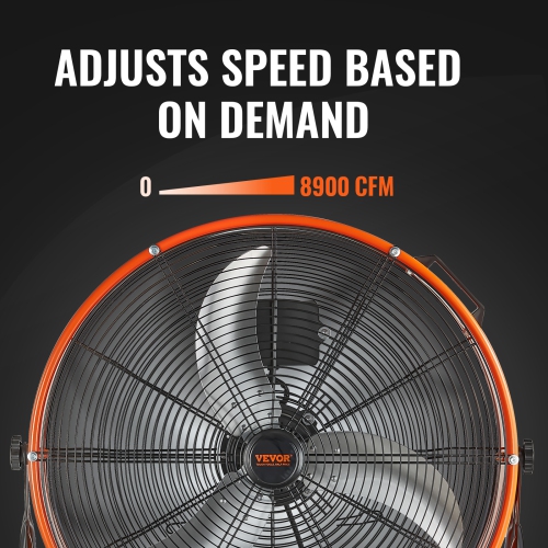 VEVOR 24 Inch Drum Fan, High Velocity Industrial Shop Fan, Heavy Duty Commercial Use Infinitely Variable Speed 7935CFM,360°Adjustable Tilting
