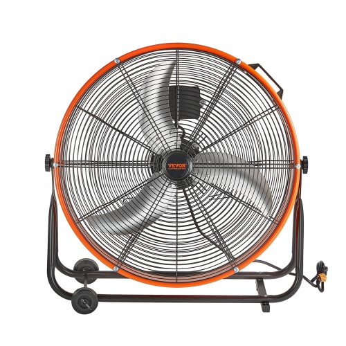 VEVOR 24 Inch Drum Fan, High Velocity Industrial Shop Fan, Heavy Duty Commercial Use Infinitely Variable Speed 7935CFM,360°Adjustable Tilting