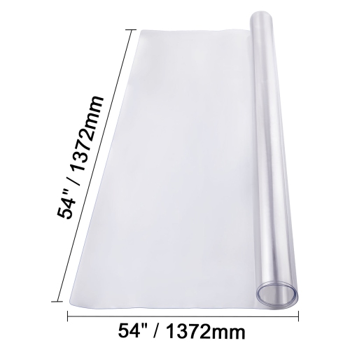 VEVOR 54 x 54 Inch Plastic Table Cover, 2.0 mm Thick Clear Table Protector, Square PVC Desk Mat, Waterproof & Easy Cleaning Desk Pad Tablecloth, for