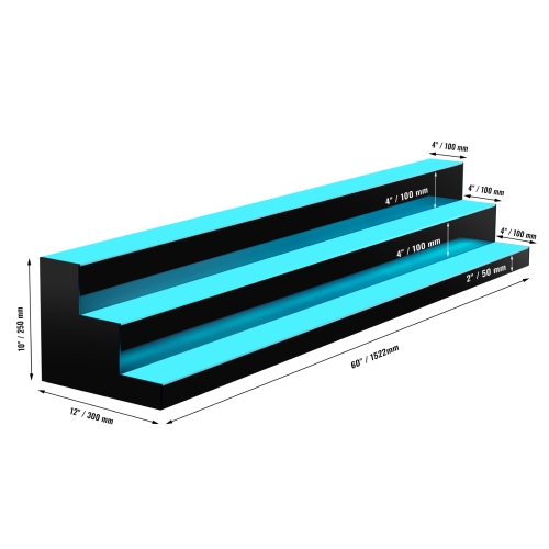 VEVOR 3 Tiers 60 Inch LED Lighted Liquor Bottle Display, Commercial Illuminated Home Bar Shelf, 3 Steps Whiskey Rack Stand, Acrylic Drink Shelves