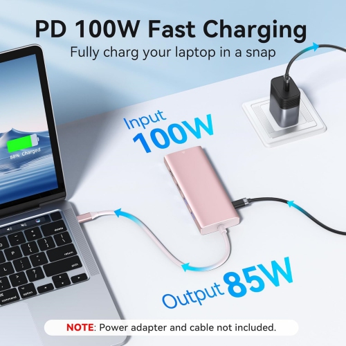 USB C Adapter 10 in 1 USB C Hub with 4K HDMI, USB C Data Port, 100W PD, 2 USB 3.0 Port, Gigabit Ethernet, 2 USB 2.0 Port, SD/TF Card Reader for Dell,