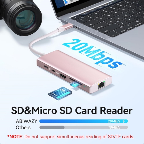 USB C Adapter 10 in 1 USB C Hub with 4K HDMI, USB C Data Port, 100W PD, 2 USB 3.0 Port, Gigabit Ethernet, 2 USB 2.0 Port, SD/TF Card Reader for Dell,