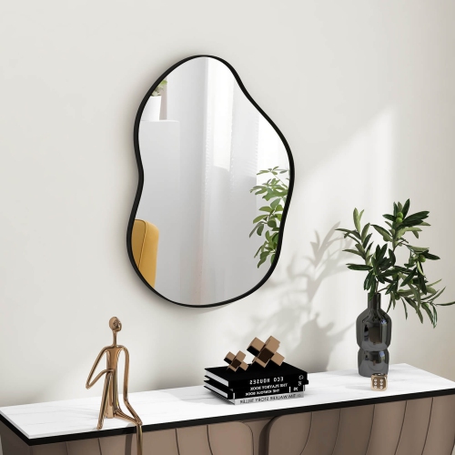 Gymax 22'' x 30.5'' Irregular Shaped Stylish Wall Mounted Mirror w/ Premium Back Board