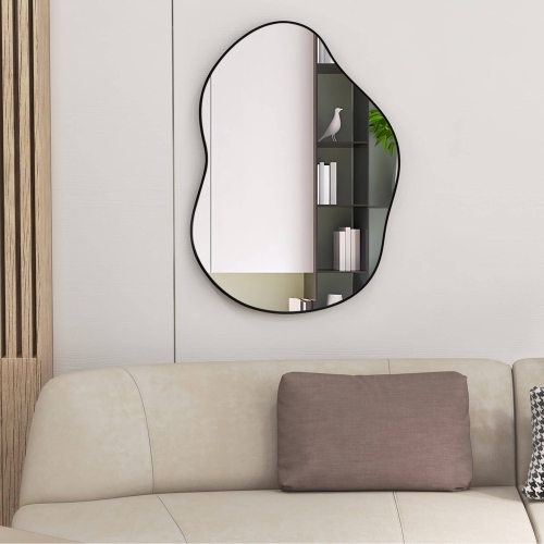 Gymax 22'' x 30.5'' Irregular Shaped Stylish Wall Mounted Mirror w/ Premium Back Board