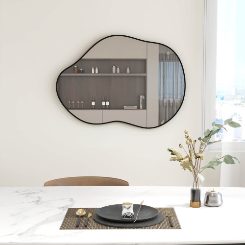 Gymax 22'' x 30.5'' Irregular Shaped Stylish Wall Mounted Mirror w/ Premium Back Board