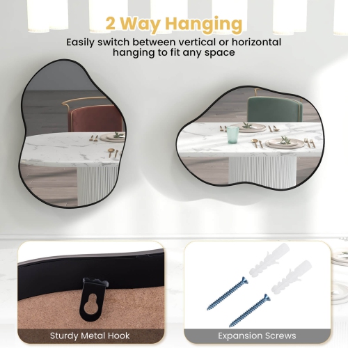 Gymax 22'' x 30.5'' Irregular Shaped Stylish Wall Mounted Mirror w/ Premium Back Board