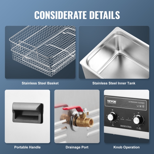 VEVOR 30L Ultrasonic Cleaner with Heater Timer & Basket, Professional Digital Sonic Cavitation Machine, 360W Cleaning Machine for Lab Tools, Metal