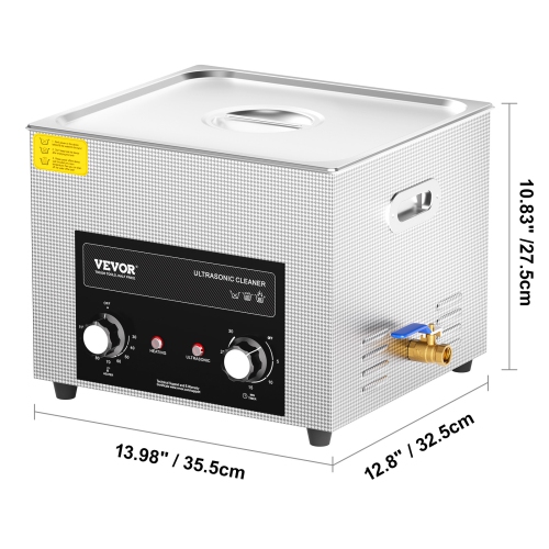 VEVOR 15L Ultrasonic Cleaner with Heater Timer & Basket, Professional Digital Sonic Cavitation Machine, 360W Cleaning Machine for Lab Tools, Metal