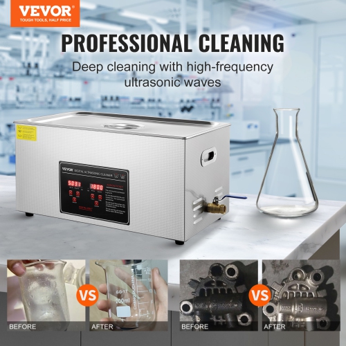 VEVOR Ultrasonic Cleaner with Digital Timer & Heater, Professional Ultra Sonic Jewelry Cleaner, Stainless Steel Heated Cleaning Machine for Glasses