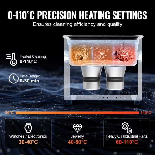 VEVOR 3L Ultrasonic Cleaner with Heater Timer & Basket, Professional Digital Sonic Cavitation Machine, 120W Cleaning Machine for Watch Instruments,