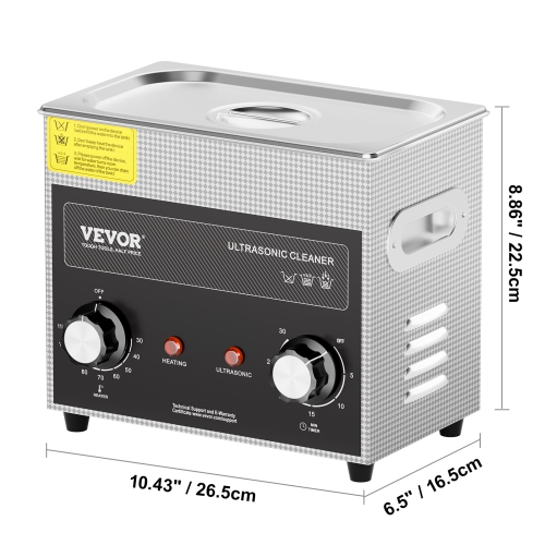 VEVOR 3L Ultrasonic Cleaner with Heater Timer & Basket, Professional Digital Sonic Cavitation Machine, 120W Cleaning Machine for Watch Instruments,