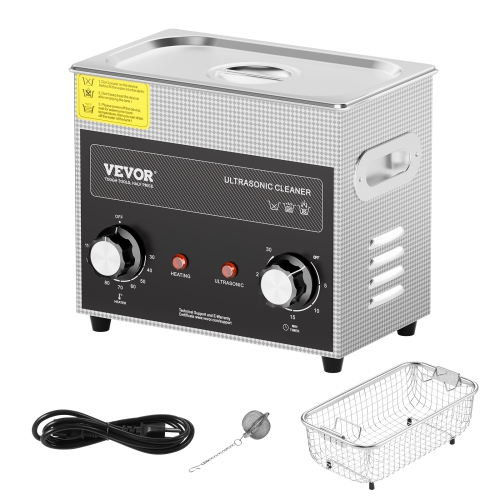 VEVOR 3L Ultrasonic Cleaner with Heater Timer & Basket, Professional Digital Sonic Cavitation Machine, 120W Cleaning Machine for Watch Instruments,