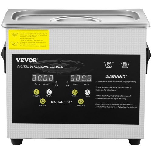 VEVOR 3L Ultrasonic Cleaner Ultrasonic Parts Cleaner 200W 40KHz Stainless Steel Ultrasonic Jewelry Cleaner with Digital Timer Heater for Jewelry