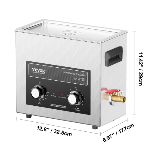 VEVOR 6L Ultrasonic Cleaner with Heater Timer & Basket, Professional Digital Sonic Cavitation Machine, 180W Cleaning Machine for Watch Instruments,