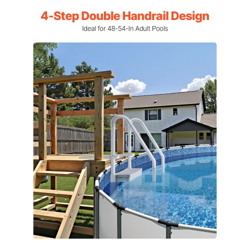 VEVOR Swimming Pool Ladder, 4-Step Double Handrails Stairs with Non-slip Heavy Duty Steps, Reliable 400 lbs Max Load Capacity, for 48-54 In Inground