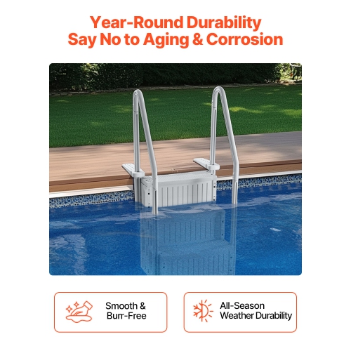 VEVOR Swimming Pool Ladder, 4-Step Double Handrails Stairs with Non-slip Heavy Duty Steps, Reliable 400 lbs Max Load Capacity, for 48-54 In Inground