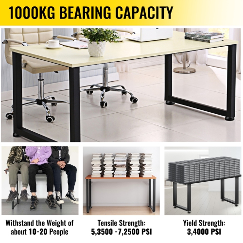 VEVOR Black Metal Table Legs Set of 2 Steel Table Legs 28x23 Inch Dining Table Legs Office Table Legs Computer Desk Legs Steel Bench Legs Country