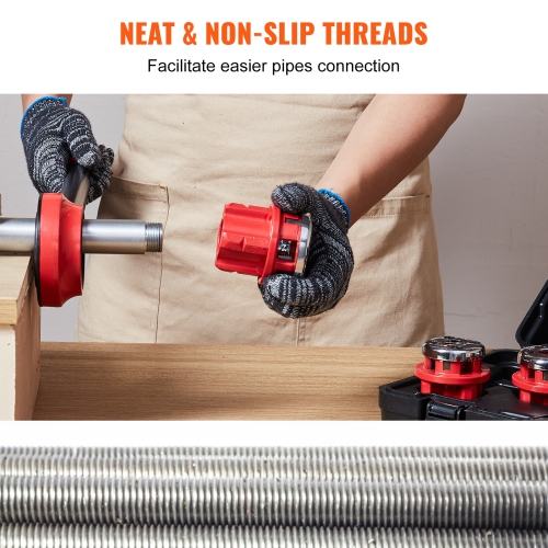 VEVOR 1/4" - 1-1/4" NPT Ratchet Pipe Threader Kit, Manual Ratcheting Pipe Threader, Portable Pipe Threading Tool Set with 6PCS NPT Dies, Storage Case