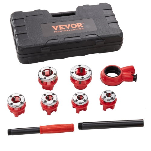 VEVOR 1/4" - 1-1/4" NPT Ratchet Pipe Threader Kit, Manual Ratcheting Pipe Threader, Portable Pipe Threading Tool Set with 6PCS NPT Dies, Storage Case