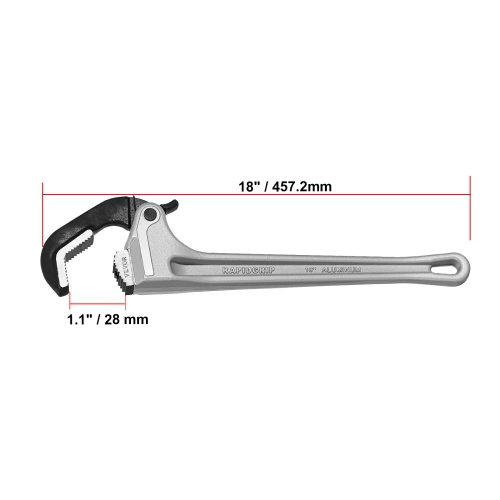 VEVOR 18" Pipe Wrench, Aluminum Straight Pipe Wrench, Automatic Jaw Adjustment, Adjustable Plumbing Wrench, Easy to Carry, Ergonomic Handle, Hangable