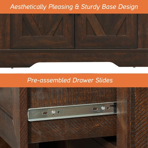 WAMPAT 2 in 1 Sideboard Buffet Cabinet,63" Wide Kitchen Storage Cabinet with Drawers & Doors, Farmhouse Coffee Bar Accent Cabinet Wooden Credenza for