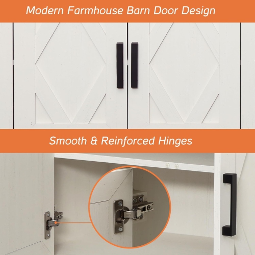 WAMPAT 2-in-1 Sideboard Buffet Cabinet, 63" Wide Kitchen Storage with Drawers & Doors, Modern Farmhouse Coffee Bar Wooden Credenza with Shelves for