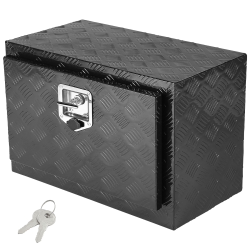 VEVOR 24"x14"x16" Underbody Truck Box, Pickup Storage Box, Heavy Duty Aluminum Diamond Plate Tool Box with Lock and Keys, Waterproof Trailer Storage