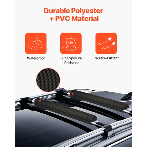 VEVOR 28" Soft Roof Rack Pads, Universal Car Roof Rack Pads for Various Crossbars, 88LBS Load Capacity Luggage Kayak Carrier with 2 Tie Down Straps &