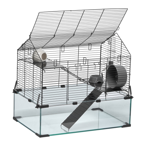 VEVOR 360° Hamster Cage, Viewing Transparent Hamster Habitats, Small Animal Cage, 22.8 x 15 x 21.3 in, Ventilated Pet Mouse Cages with Water Bottle,