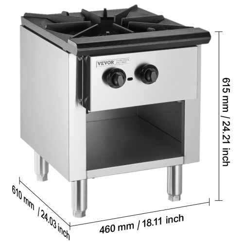 VEVOR 90,000 BTU Commercial Gas Stove with Cabinet,Propane and Natural Gas Countertop Cooking Stove Range, Stainless Steel Gas Hot Plate,Commercial