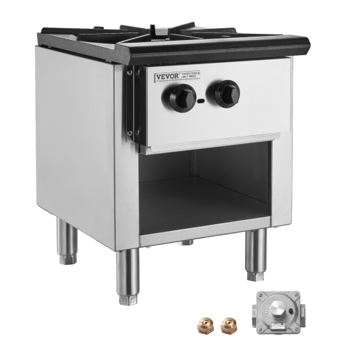 VEVOR 90,000 BTU Commercial Gas Stove with Cabinet,Propane and Natural Gas Countertop Cooking Stove Range, Stainless Steel Gas Hot Plate,Commercial