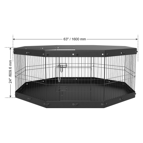 VEVOR 8 Panels Dog Playpen, Foldable Metal Dog Exercise Pen with Top Cover and Bottom Pad, 24" H Pet Fence Puppy Crate Kennel, Indoor Outdoor Dog Pen