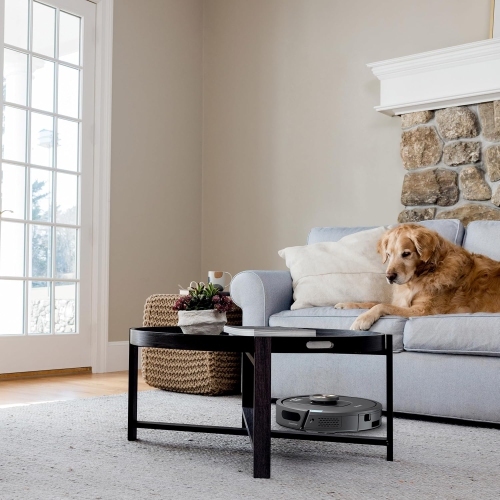 Remis à neuf - Aspirateur robot Shark, Ultra Matrix Clean UR2360EECA, base sans sac à vidage automatique, cartographie précise LiDAR, rouleau-brosse