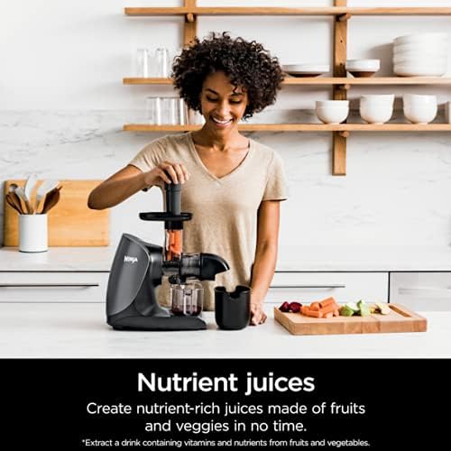 Refurbished - Ninja JC101C, Cold Press Juicer Pro, Compact Powerful Slow Juicer With Total Pulp Control and Easy Clean, Graphite