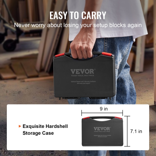 VEVOR 16-Piece Setup Blocks Woodworking Tools, Precision Height Gauge Block Set, with Clearly Laser Engraved Size Markings and Storage Case, Aluminum