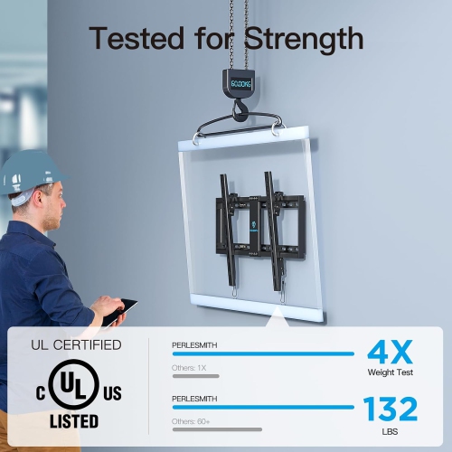 PERLESMITH Tilt/Fixed TV Wall Mount for 37 to 86 Inch TVs
