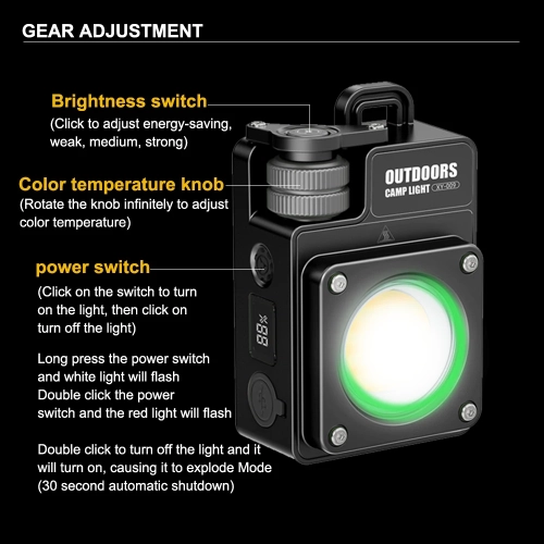 New LED camping light USB charging outdoor multi-function magnetic absorption multi-light source COB work maintenance light super long battery life