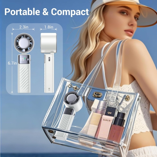 Portable handheld turbo fan, 1-199 wind speed adjustment, LED displayJF132 ice compress model, off-white [ultra-high speed 199 gears + digital