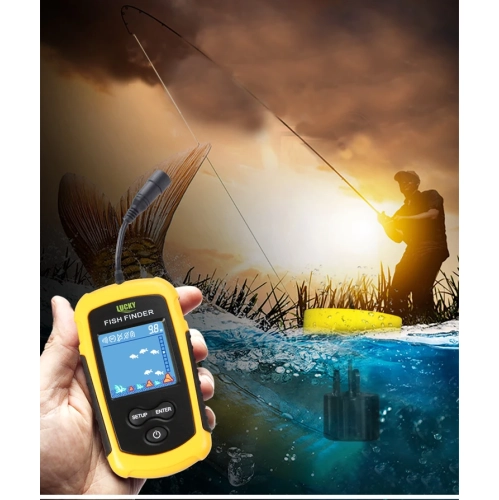 Kayak Portable Fish Depth Finder, Handheld Underwater Fish Finder, Sonar Throwable Kayak Fish Finder Sensor, Fishing LCD Display FFC1108 - Wired