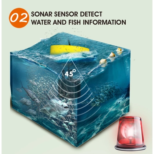 Kayak Portable Fish Depth Finder, Handheld Underwater Fish Finder, Sonar Throwable Kayak Fish Finder Sensor, Fishing LCD Display FFC1108 - Wired