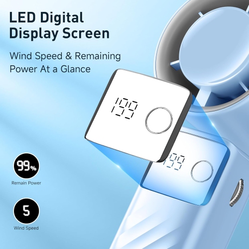 Portable handheld turbo fan, 1-199 wind speed adjustment, LED display,JF132 ice compress Changchun blue [ultra-high speed 199 gears + digital display