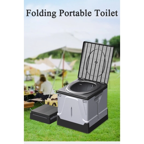 Toilettes portatives Camping Petit pot portatif avec couvercle Toilette pliante de voyage pour voiture de randonnée Tente de plage, Toilette de