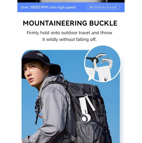 Portable handheld turbo fan, 1-199 wind speed adjustment, LED display,JF132 Ice Moon White [Ultra-high speed 199 wind speed + digital display +